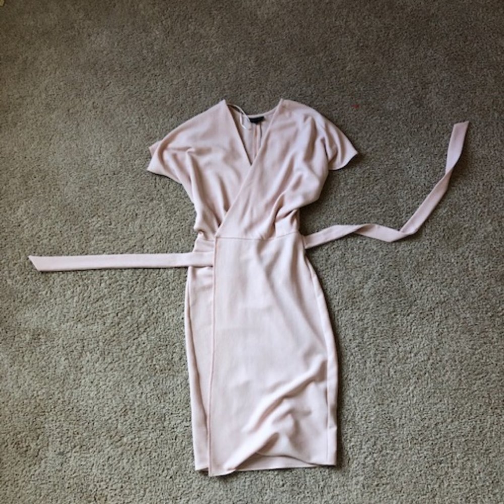 TOPSHOP blush pink wrap dress
